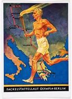 1936 OLYMPICS BERLIN GERMANY TORCH RELAY POSTCARD