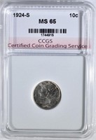 1924-S MERCURY DIME CCGS GEM BU