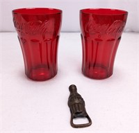 Coca-Cola Collectible Glass w/ Bottle Opener Set