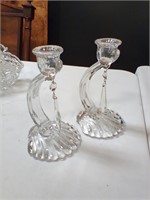 Glass candle holders with prisms