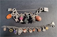 PAIR OF STERLING SILVER CHARM BRACELETS & CHARMS