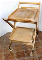 Rolling Serving Cart in Unfinished Wood