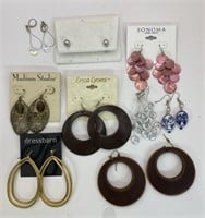 (9) Pair of Costume jewelry pierced earrings