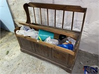 WOODEN TOY CHEST & CONTENTS CHEST MEASURES