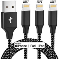 Bkayp iPhone Charger Mfi 3 Pack 10ft Lightning Cab