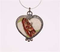 NATIVE AMERICAN PICTORIAL STERLING SILVER PENDANT
