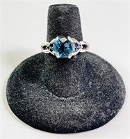 Sterling London Blue Topaz/Sapphire Ring 5G S 6.25