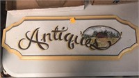 21” x 7” Antiques sign.