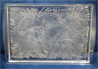 Large Lalique Crystal Tray w Birds