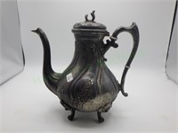 Ornate Metal Teapot with Hinged Lid