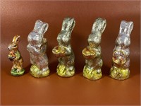 Lot of 5 Foil Wrapped Bunny Figurines