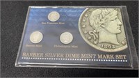 US Barber Silver Dime Mint Mark Set