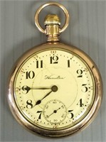 Hamilton 23 jewel pocket watch in gold filled case