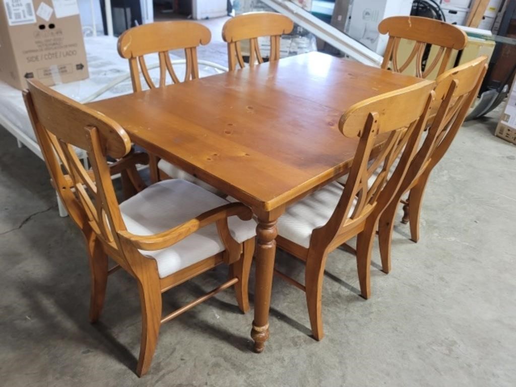7 Piece - Cedar Wood Dining Table Set