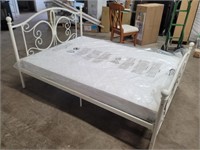 Full Size Metal White Bed W/Mattress