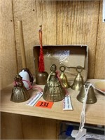 6 Bells, 5 brass & 1 porcelain