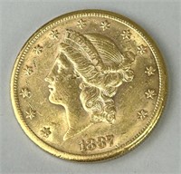 1887-S Gold Liberty Head $20 Coin.