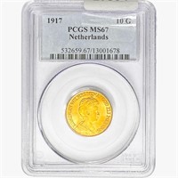 1917 0.3oz Netherlands 10G PCGS MS67