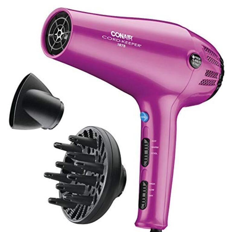 Conair Hair Dryer with Retractable Cord, 1875W