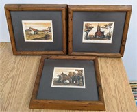 3 Small Framed Prints - Autumn Tones