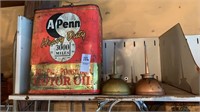 A Penn Tin and Vintage Oil Cans