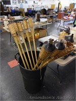 Set of 10 Bamboo Yard Torches + 32 Gal Can