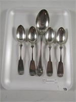 TRAY: STERLING SERVING & 4 COFFEE SPOONS