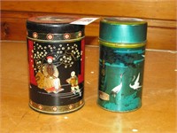 2pc Vintage Asian Inspired Tea Tins Decorware