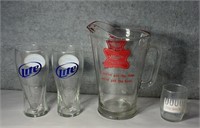 Vintage beer pitcher and glasses