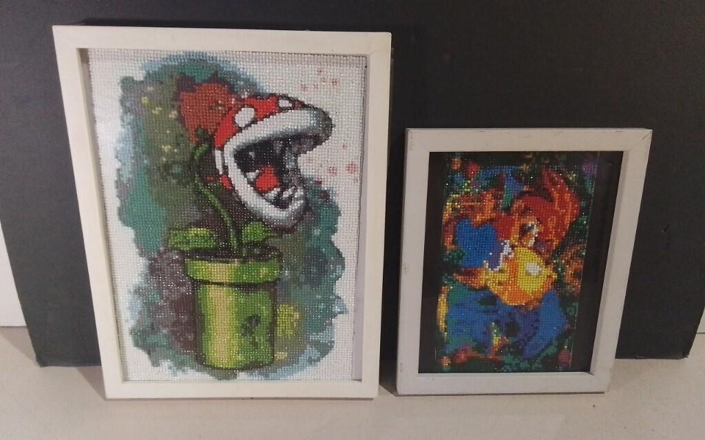 Two Pcs Beaded Art