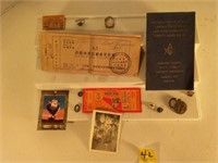 1944 Japanese Coupons, Medals, Button, Ring 1944