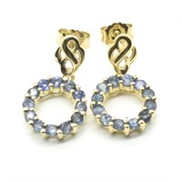 Gold plated Sil Blue Sapphire (1.75ct) Earrings