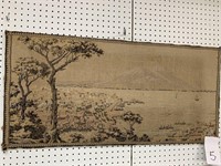 VINTAGE TAPESTRY MOUNTED ON BOARD - 39 X 19 “