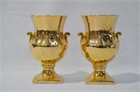 2 pcs Vintage Gold Gilted Porcelain Vases