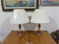 PAIR OF ROXTON MAPLE & COPPER TABLE LAMPS