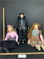 Lot of 3 Large Porcelain Dolls - See Description