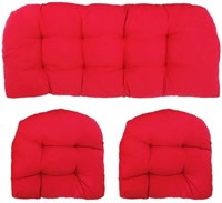 3 Piece Wicker Loveseat Cushion Set | Red