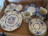 blue dinnerware plates creamers