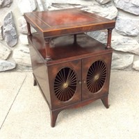 Leather Top Double Door End Table