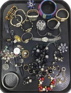 Assorted Fashion Jewelry Necklaces, Watches