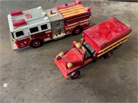 Pair of Antique replica fire trucks Metal
