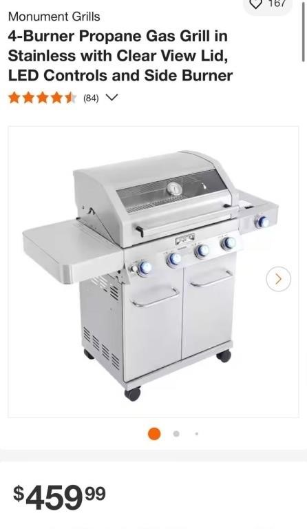 N7138 4-Burner Propane Gas Grill in Stainless