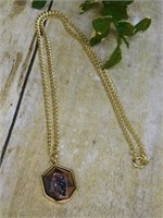 GENUINE STONE PENDANT ON CHAIN NECKLACE ROCK STONE