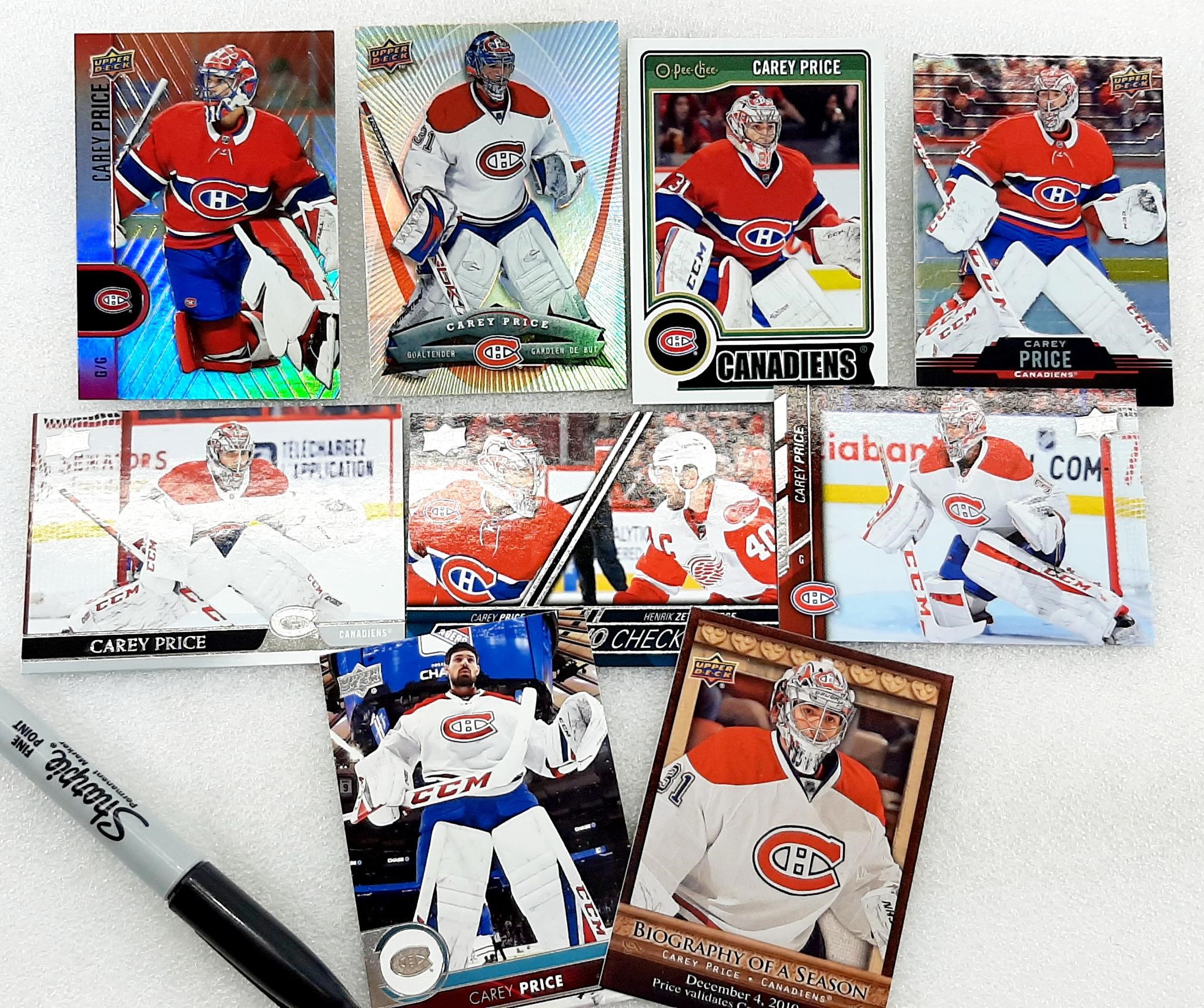 9 cartes CAREY PRICE Upper Deck+OPC excellent état