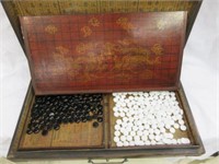 19TH CENTURY ORIENTAL GO GAME SET WITH GOBAN BOARD