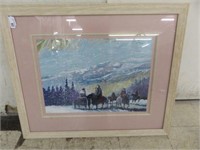 FRAMED SERIGRAPH ON PAPER "MOUNTAIN CROWS"