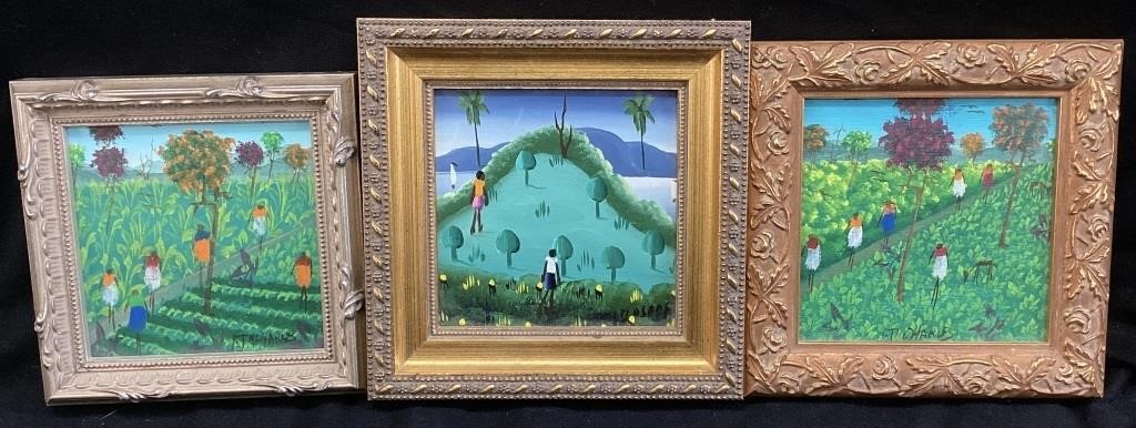 (3) FRAMED MINIATURE SIGNED PAINTINGS