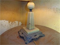 Iron Base Marble Table Lamp and Maple Table