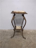 Antique Brass Stand w/ Marble Inserts