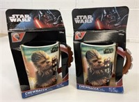 2 Star Wars Chewbacca Mugs w/Hot Chocolate